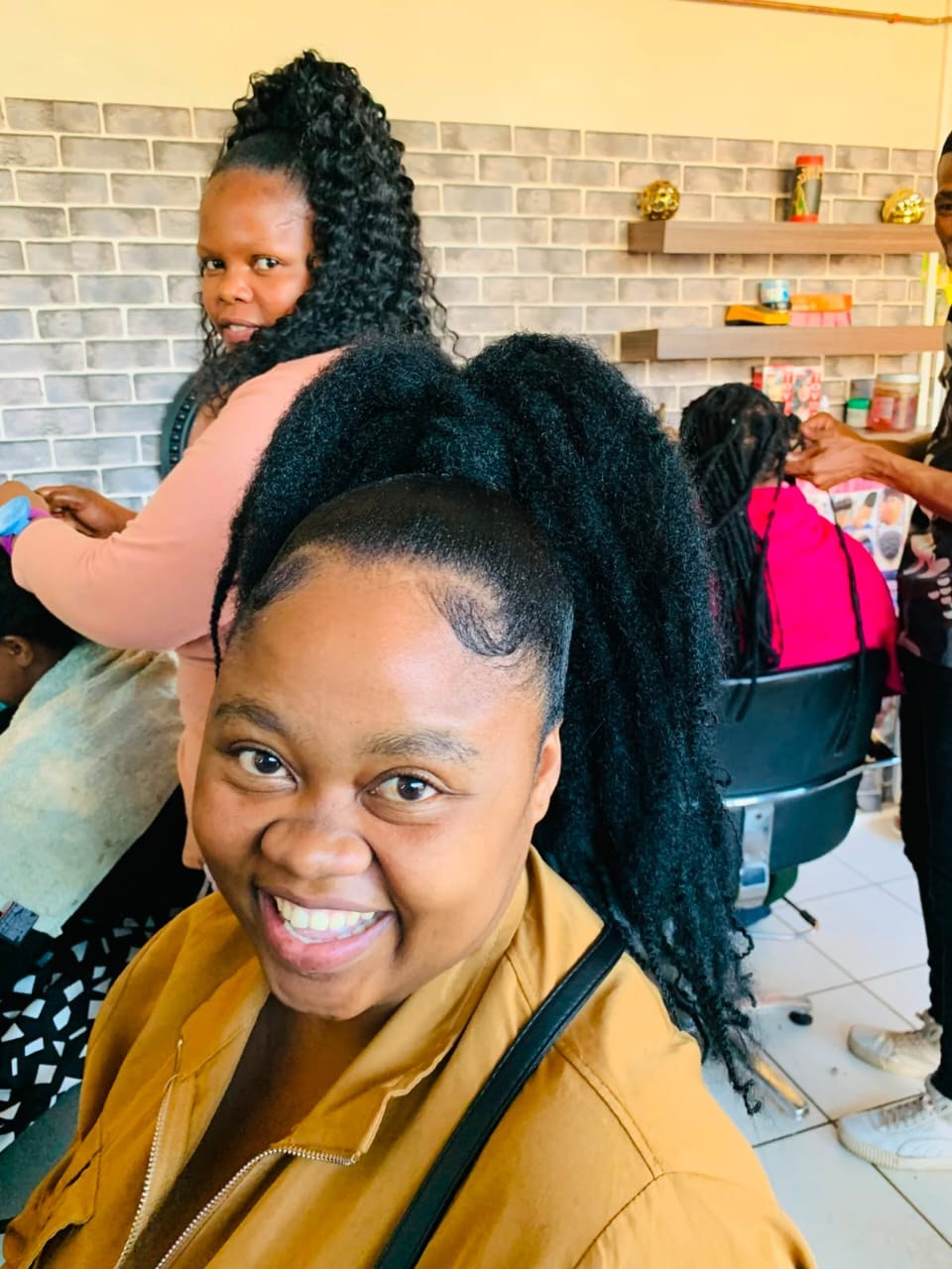 Braided ponytail hairstyle in the salon