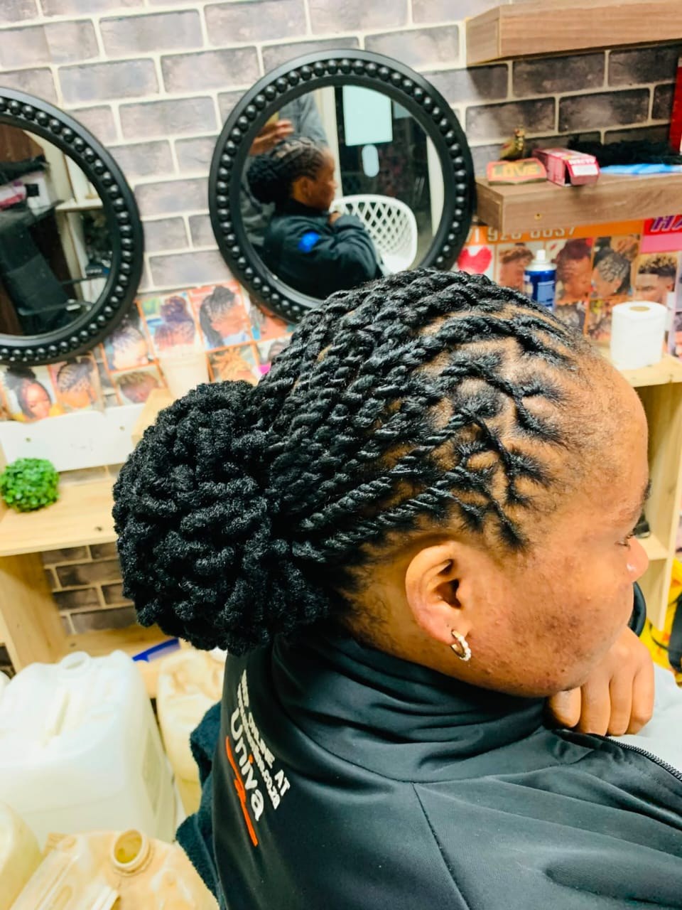 Detailed braided updo hairstyle