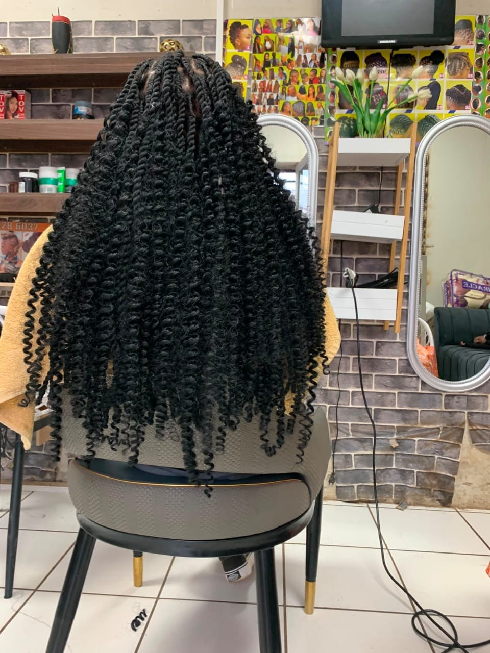 Long textured braids cascading down the back