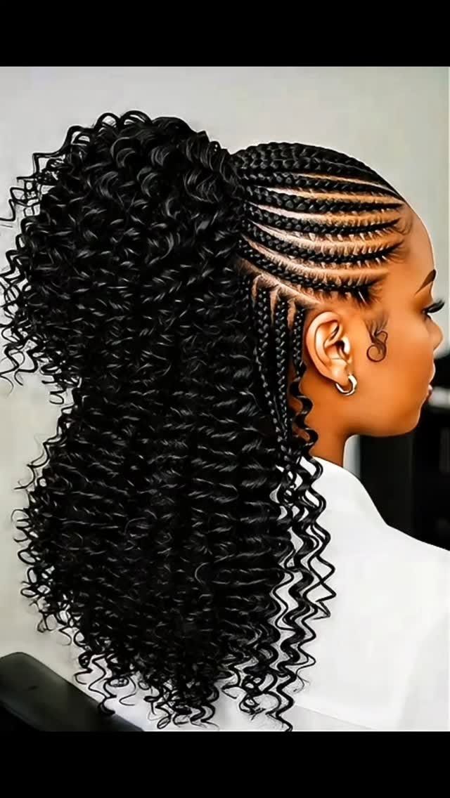 Cornrows and stitch braid hairstyle by Glow & LushLocks Beauty Salon